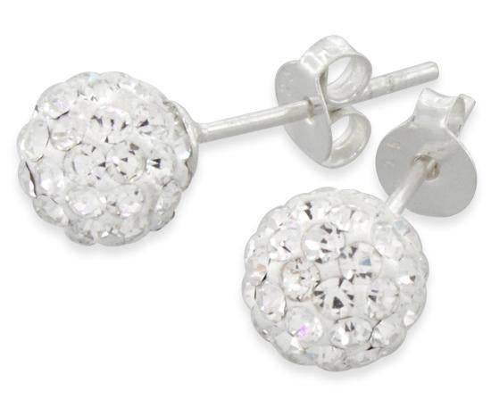 Sterling Silver Crystal Ball Earrings