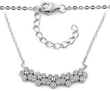 Sterling Silver Flowers CZ Necklace