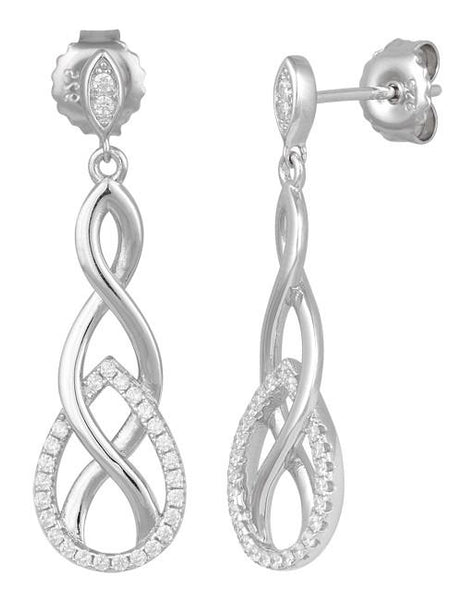 Sterling Silver Infinity Marquise CZ Dangle Earrings